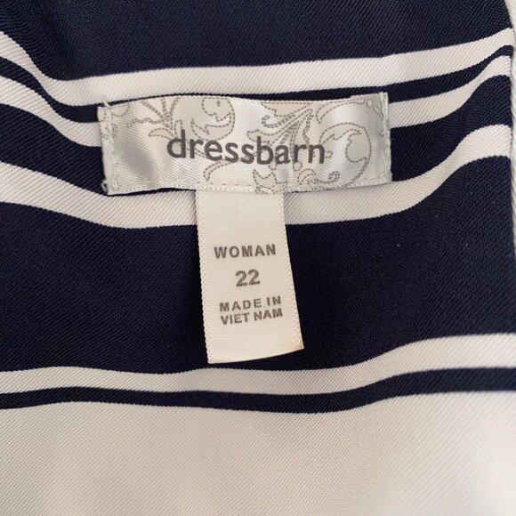 Dressbarn A Line Dress Womens 22 Striped V Neck Sleeveless White Black Green - Picture 5 of 7